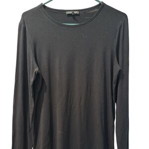 Eileen Fisher Size Medium Scoop Neck Long Sleeve Tee Top Black Stretch Casual